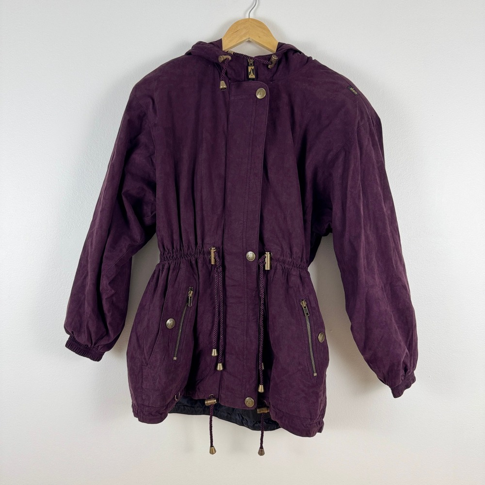 Vintage SKEa Paris Vail Purple Drawstring Hooded Ski Jacket Women's Size‎ 4